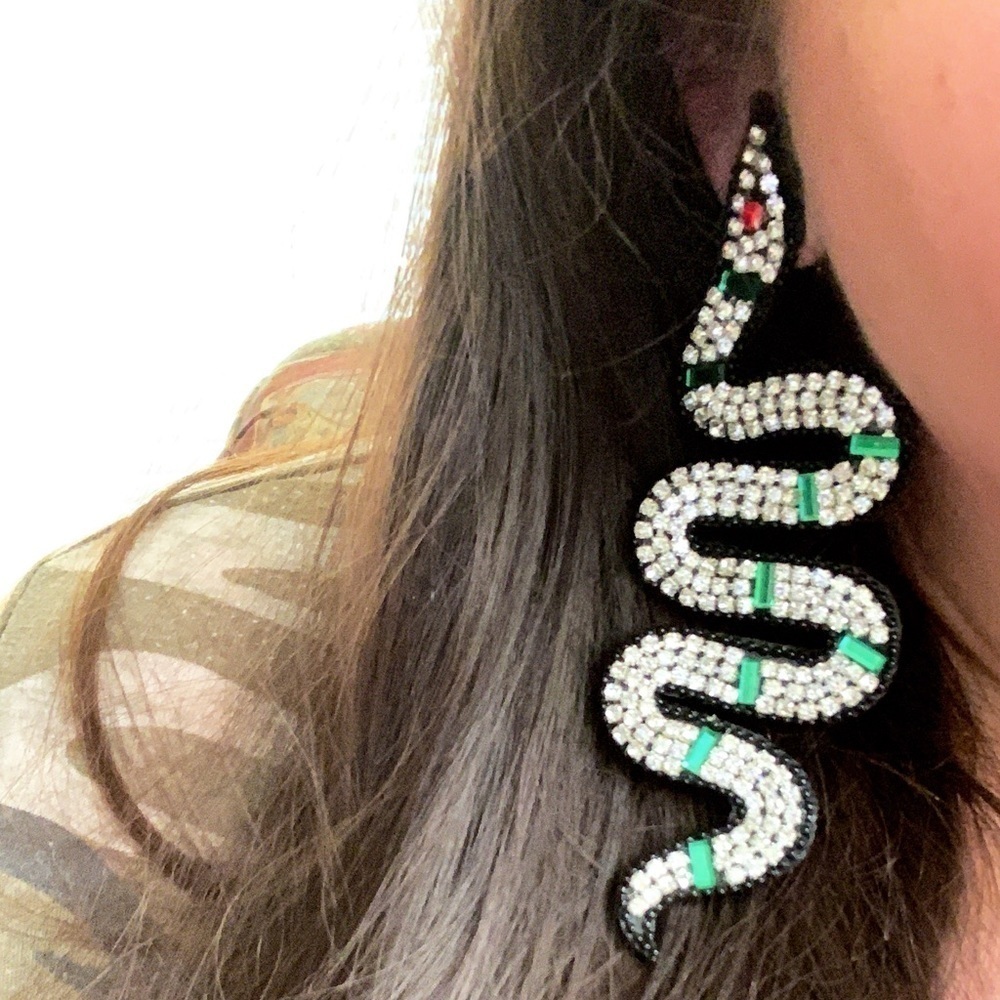 Snake Rhinestone Earrings - Picture 4 of 4
